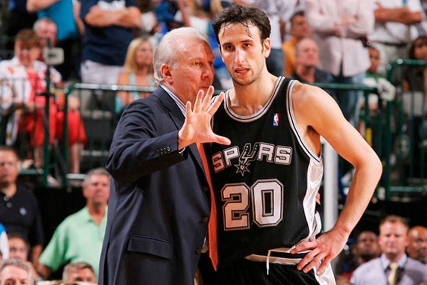 Popovich y Ginóbili durante su primera temporada juntos en San Antonio.