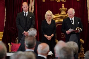 Britain's William, Prince of Wales, Queen Camilla and King Charles III attend the Accession Council at St James's Palace, where King Charles is formally proclaimed Britain's new monarch, following the death of Queen Elizabeth II, in London, Britain September 10, 2022.  Jonathan Brady/Pool via REUTERS