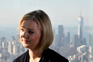 British Prime Minister Liz Truss looks on as she speaks to the media at the Empire State building in New York, U.S., September 20, 2022. REUTERS/Toby Melville/Pool