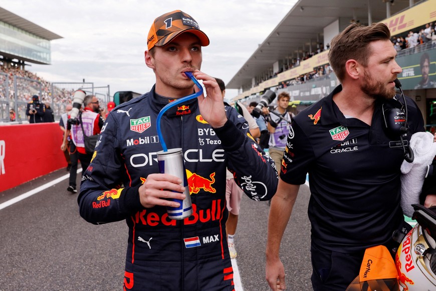 Formula One F1 - Japanese Grand Prix - Suzuka Circuit, Suzuka, Japan - October 8, 2022
Red Bull's Max Verstappen has a drink after qualifying in pole position REUTERS/Issei Kato
