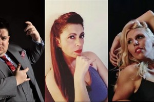 Quiroga, hoy enseñando su propio método en Italia; Jador, la anfitriona; y la cantante Alejandra “Polaca” Latosinski, invitada de lujo para la noche del 20. Fotos: Gentileza Taconeando con la Morocha