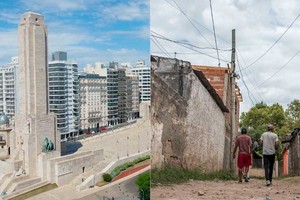 Dos postales, la misma ciudad. Rosario muestra una cara en su zona céntrica y otra en muchos barrios, con marcadas postergaciones. Foto: archivo (Fernando Nicola-Marcelo Manera)