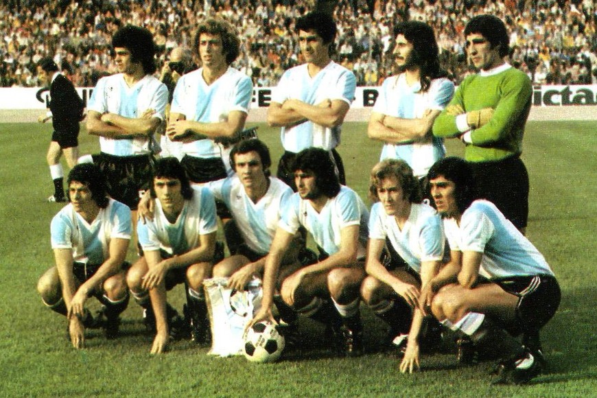 El plantel argentino en el Mundial de 1974.