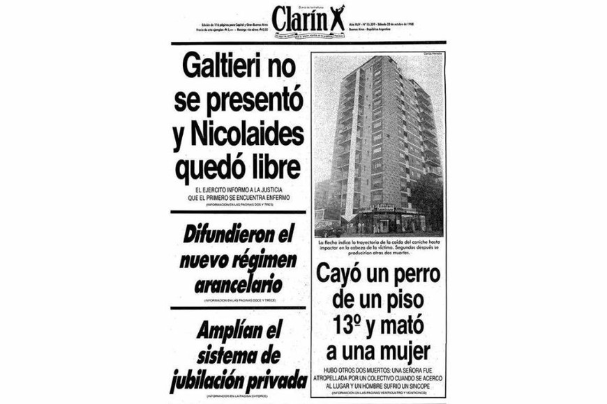 Así lo reflejaba el diario Clarín el 22 de octubre de 1988.