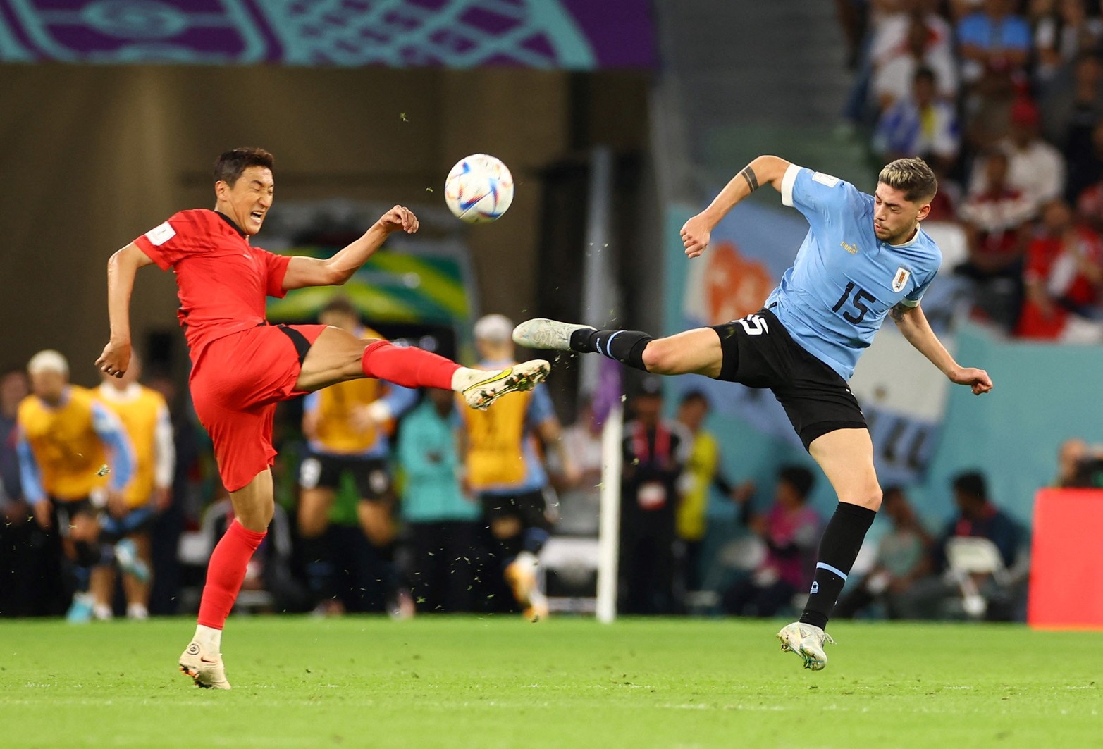 Por el grupo H, Uruguay empató 0 a 0 con Corea del Sur.