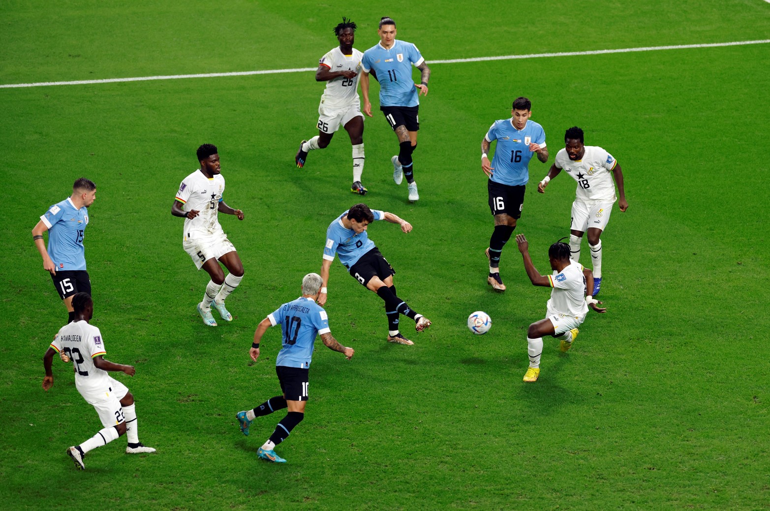 Por el grupo H, y por la tercera fecha, Uruguay enfrentó a Ghana. 