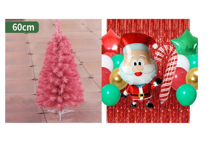 Las grandes novedades de este año son los arbolitos color rosa y los globos con la forma de “Papá Noel”.