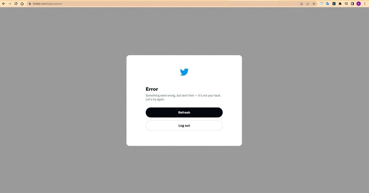 El mensaje de "error" que presentaba la aplicación en su formato web.