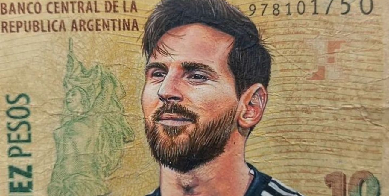 Video: le ofrecieron $  por un billete de diez pesos sobre el que  pintó la imagen de Messi - El Litoral