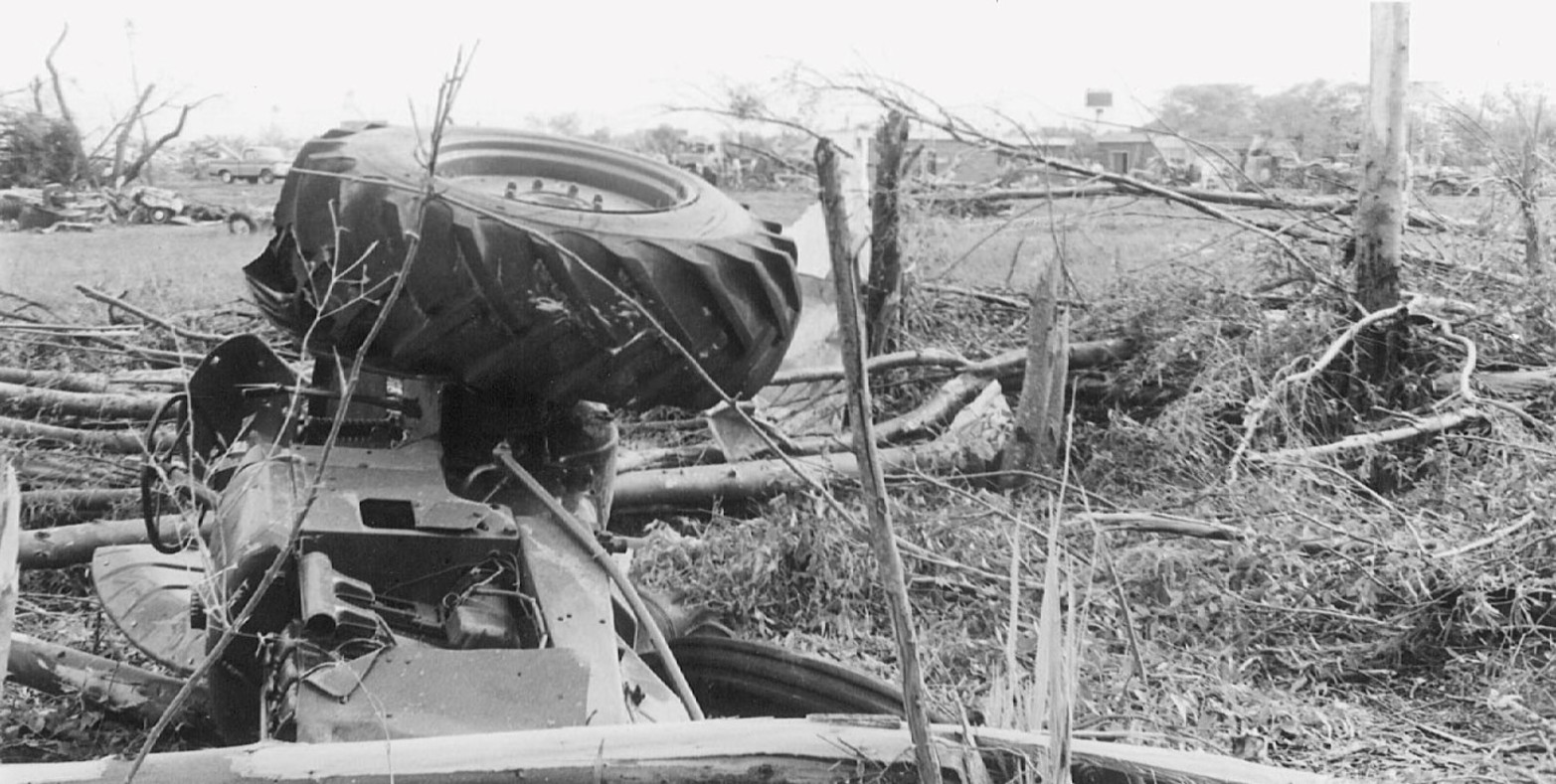 Los destrozos del tornado de San Justo en 1973. Crédito: El Litoral
