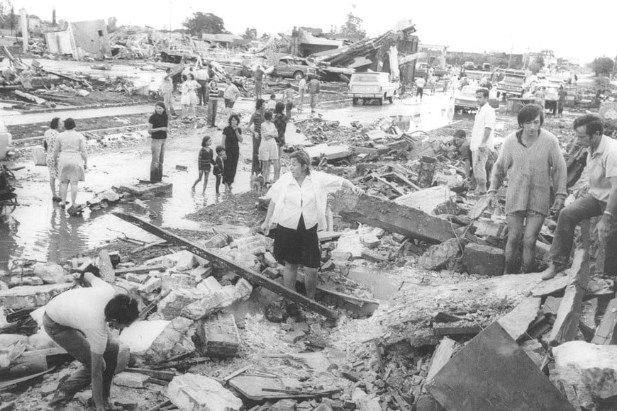 Los destrozos del tornado de San Justo en 1973. Crédito: El Litoral