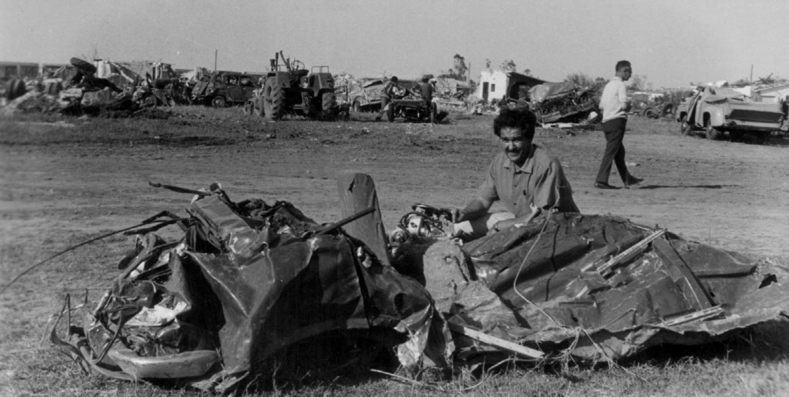 Los destrozos del tornado de San Justo en 1973. Crédito: El Litoral