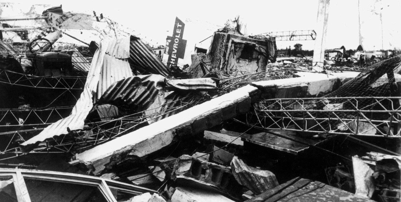 Los destrozos del tornado de San Justo en 1973. Crédito: El Litoral