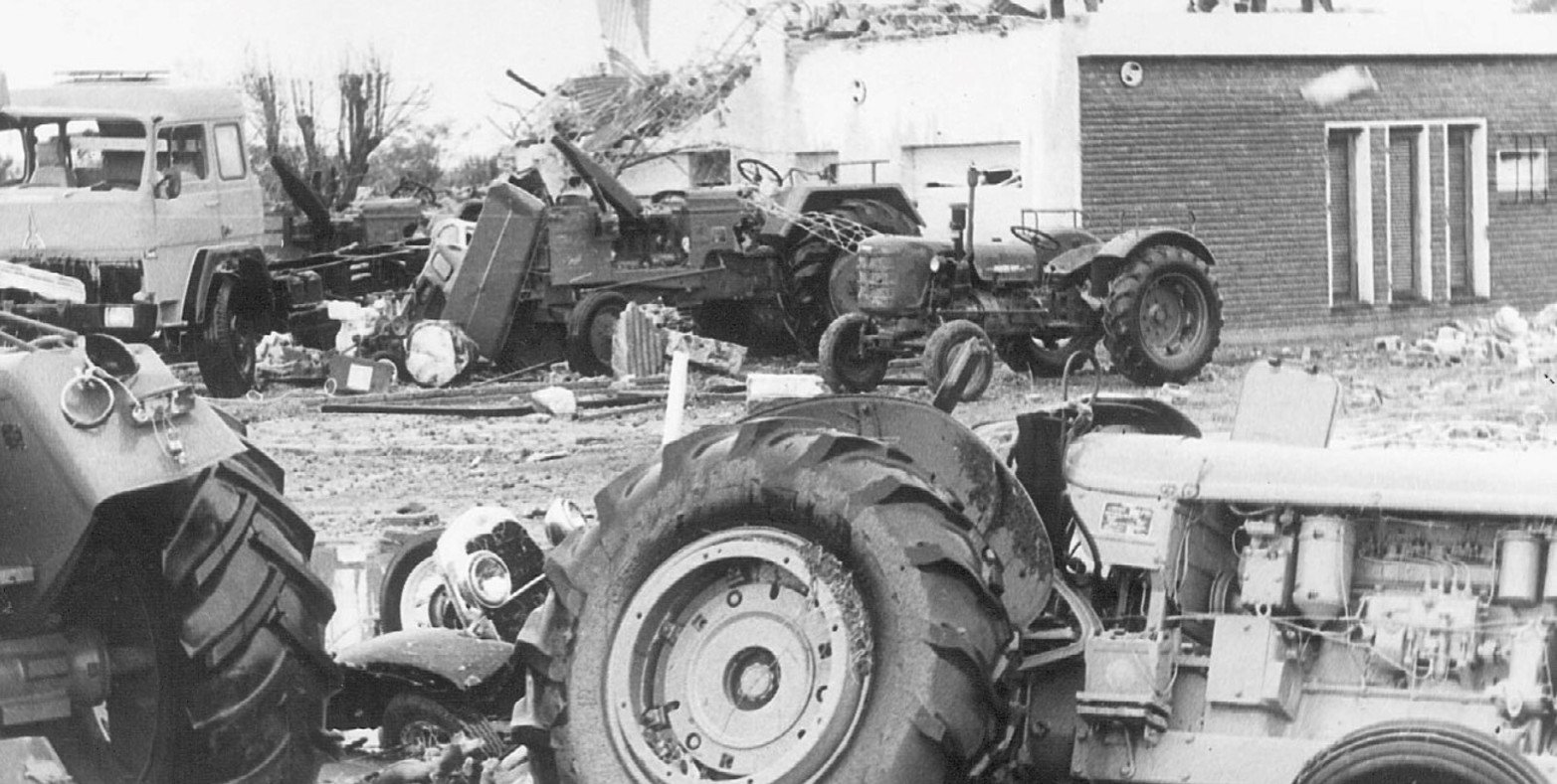 Los destrozos del tornado de San Justo en 1973. Crédito: El Litoral