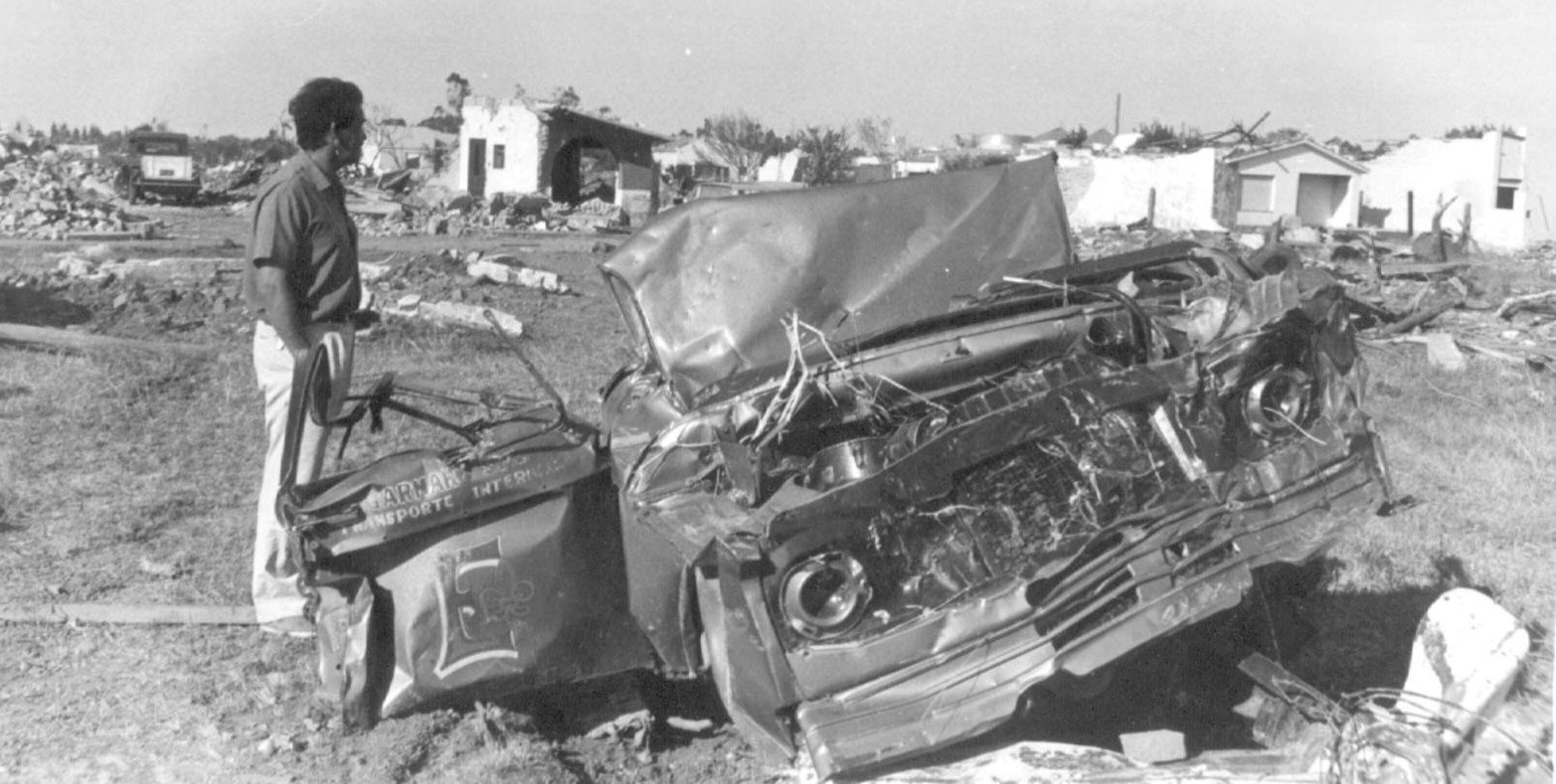 Los destrozos del tornado de San Justo en 1973. Crédito: El Litoral