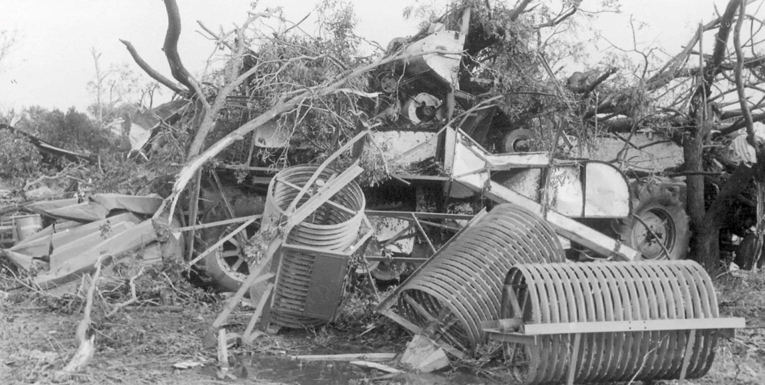 Los destrozos del tornado de San Justo en 1973. Crédito: El Litoral