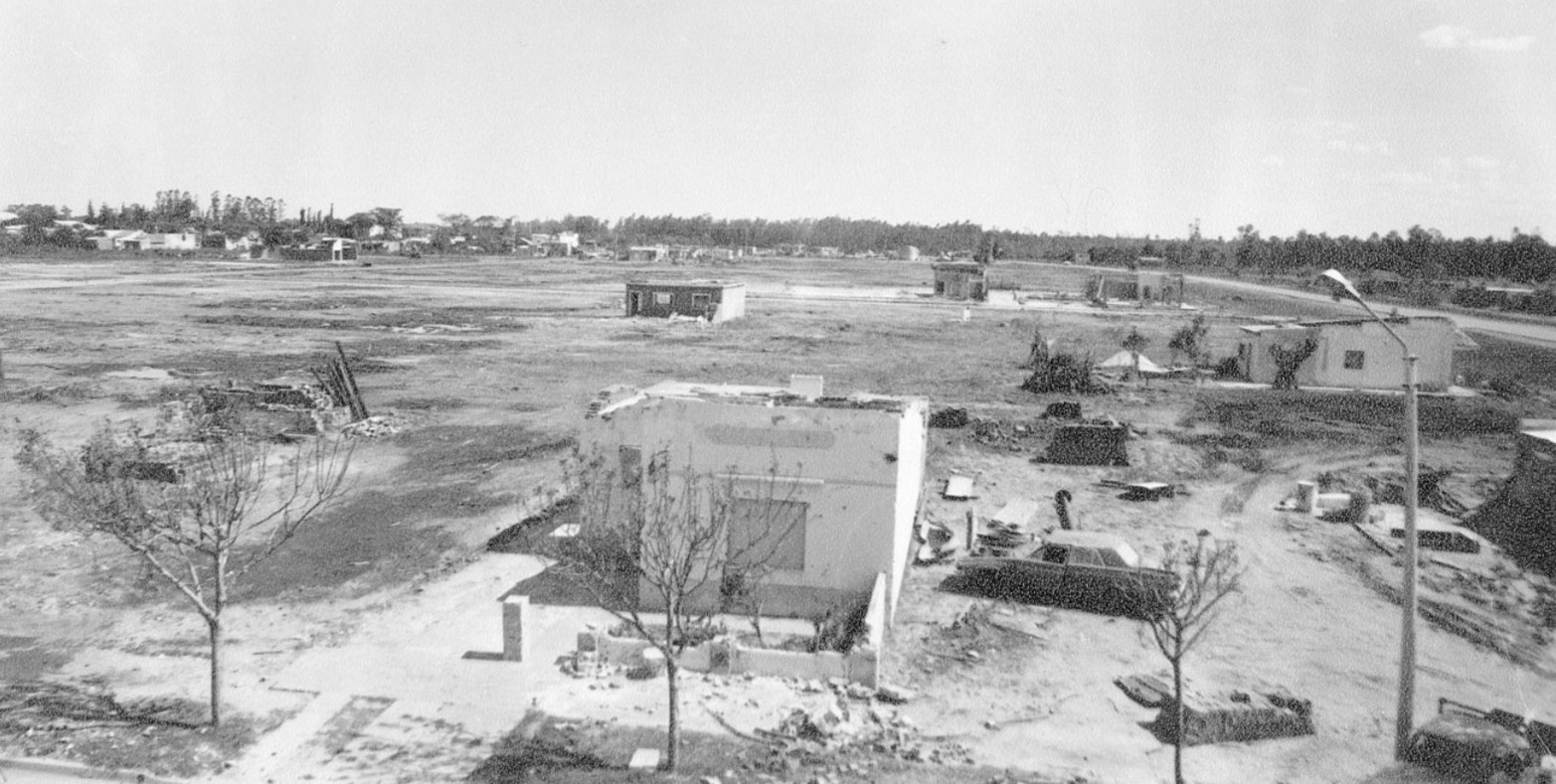 Los destrozos del tornado de San Justo en 1973. Crédito: El Litoral