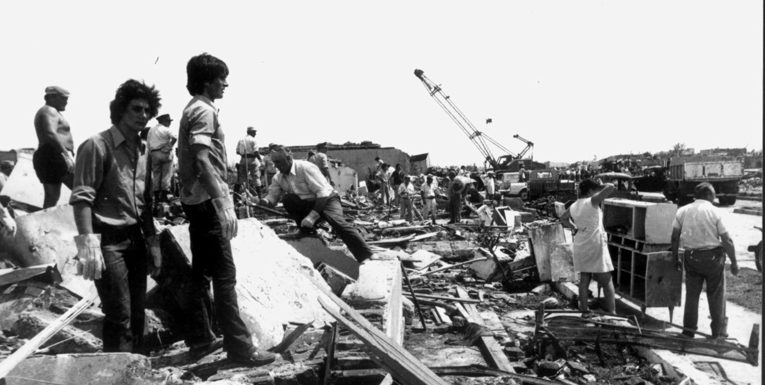 Los destrozos del tornado de San Justo en 1973. Crédito: El Litoral