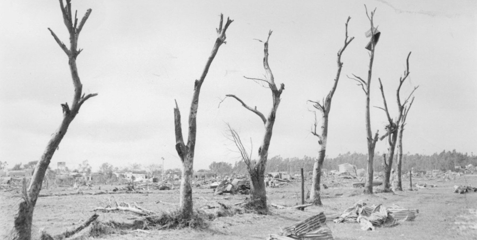 Los destrozos del tornado de San Justo en 1973. Crédito: El Litoral