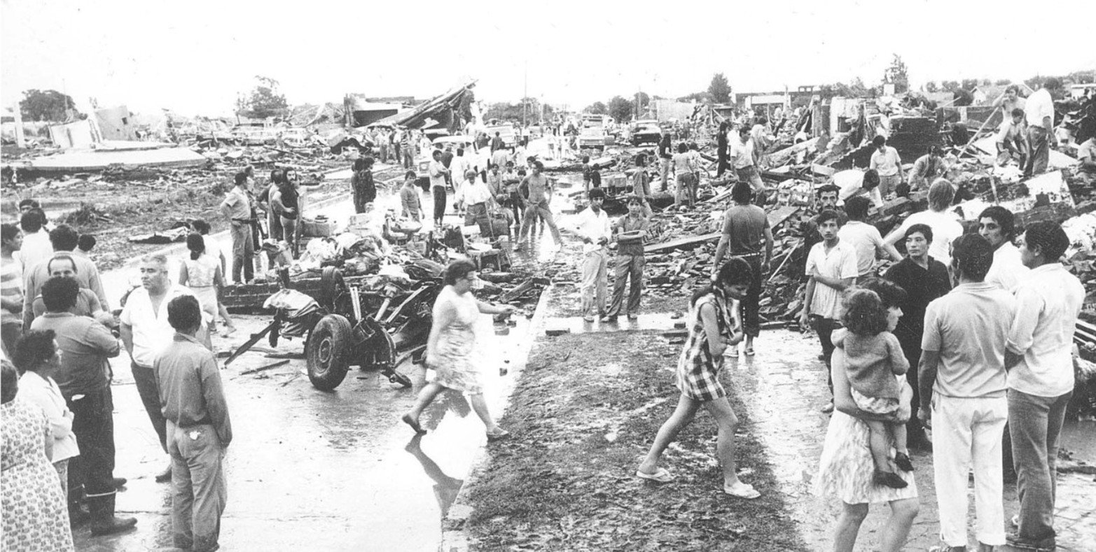 Los destrozos del tornado de San Justo en 1973. Crédito: El Litoral