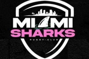 El escudo de Miami Sharks Rugby Club.