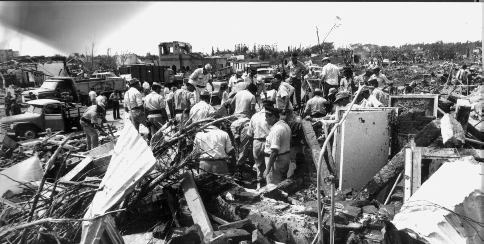 Los destrozos del tornado de San Justo en 1973. Crédito: El Litoral