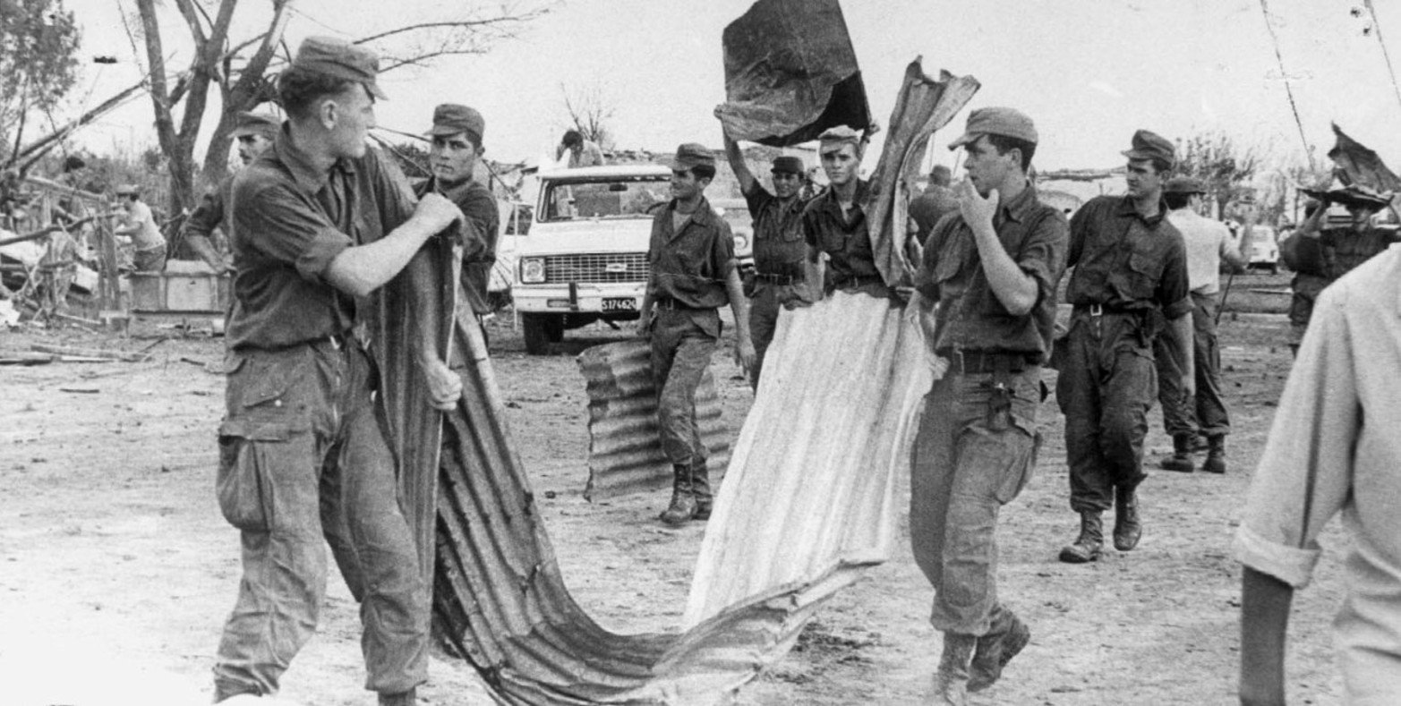 Los destrozos del tornado de San Justo en 1973. Crédito: El Litoral