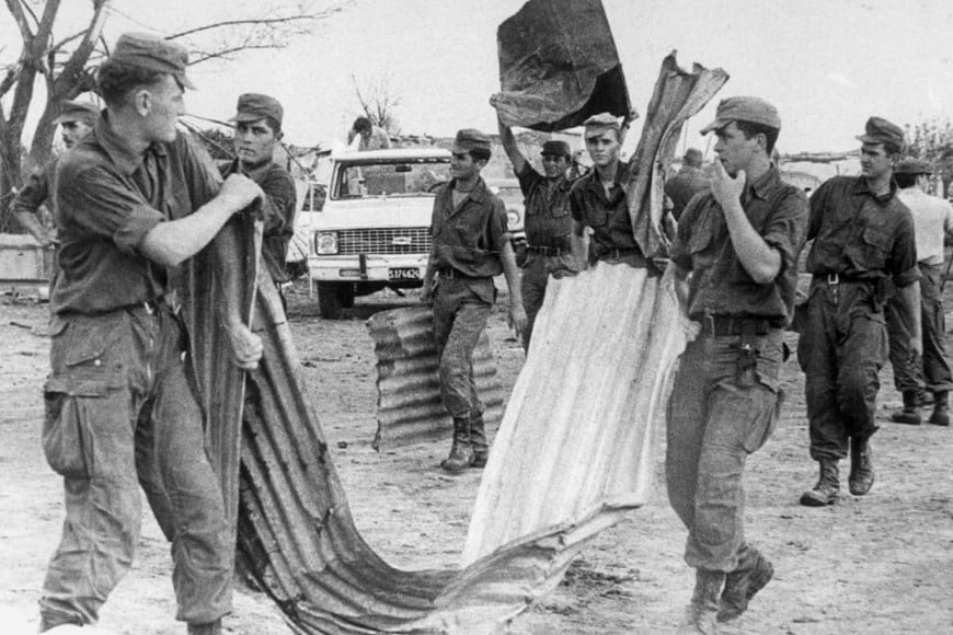 Los destrozos del tornado de San Justo en 1973. Crédito: El Litoral
