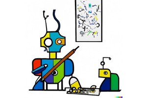 Robot escribiendo estilo Picasso, sugerido por IA DALL-E