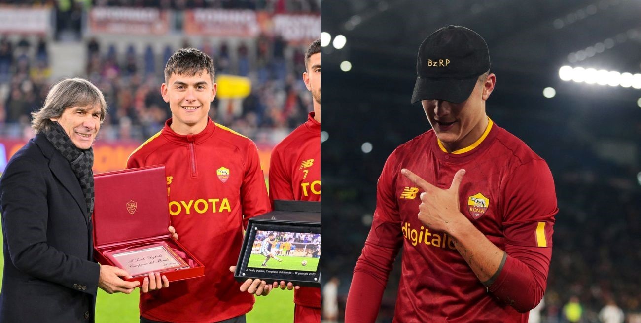 Dybala fue homenajeado por la Roma: luego marcó un gol y se lo dedicó a Bizarrap