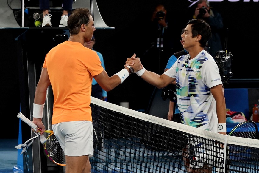Tennis - Australian Open - Melbourne Park, Melbourne, Australia - January 18, 2023
Spain's Rafael Nadal and Mackenzie Mcdonald of the U.S. shake hands after their second round match REUTERS/Loren Elliott