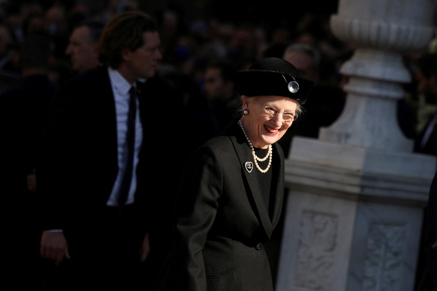 Denmark's Queen Margrethe II walks on the day of the funeral of former King of Greece Constantine II, in Athens, Greece, January 16, 2023. REUTERS/Louiza Vradi