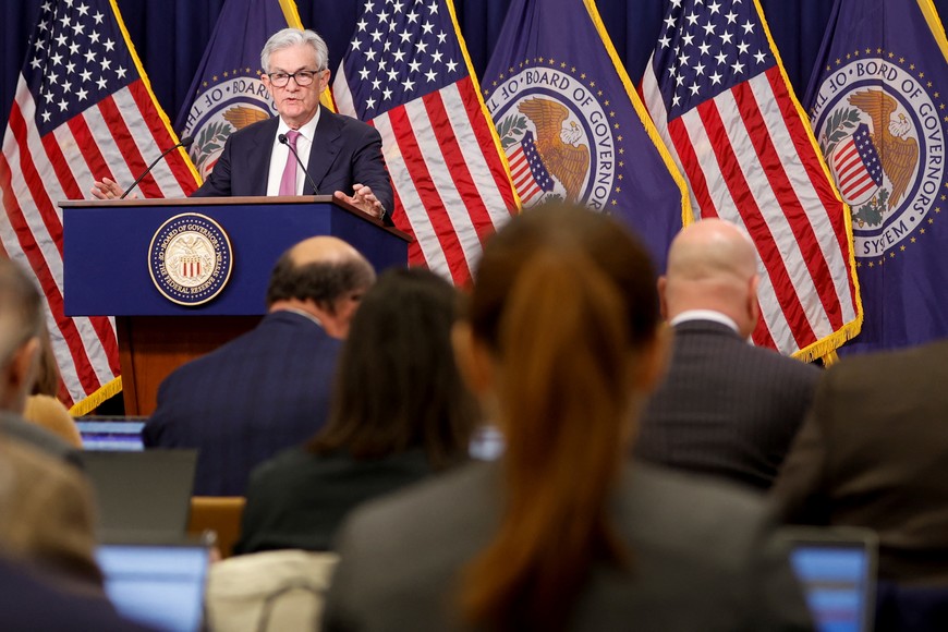 U.S. Federal Reserve Chair Jerome Powell addresses reporters after the Fed raised its target interest rate by a quarter of a percentage point, during a news conference at the Federal Reserve Building in Washington, U.S., February 1, 2023. REUTERS/Jonathan Ernst