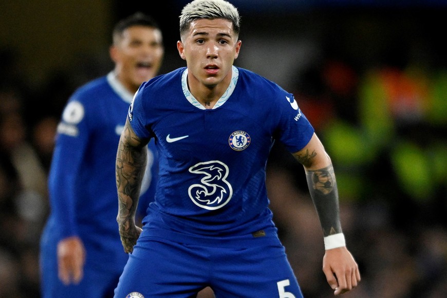 Soccer Football - Premier League - Chelsea v Fulham - Stamford Bridge, London, Britain - February 3, 2023
Chelsea's Enzo Fernandez reacts REUTERS/Tony Obrien EDITORIAL USE ONLY. No use with unauthorized audio, video, data, fixture lists, club/league logos or 'live' services. Online in-match use limited to 75 images, no video emulation. No use in betting, games or single club /league/player publications. Please contact your account representative for further details.
