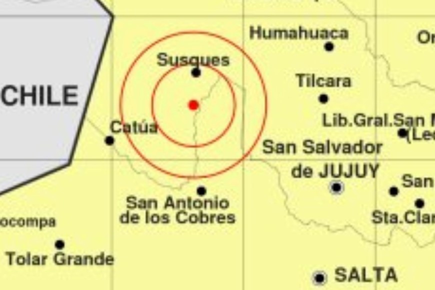 El detalle del sismo de este jueves en el noroeste. Crédito: INPRES