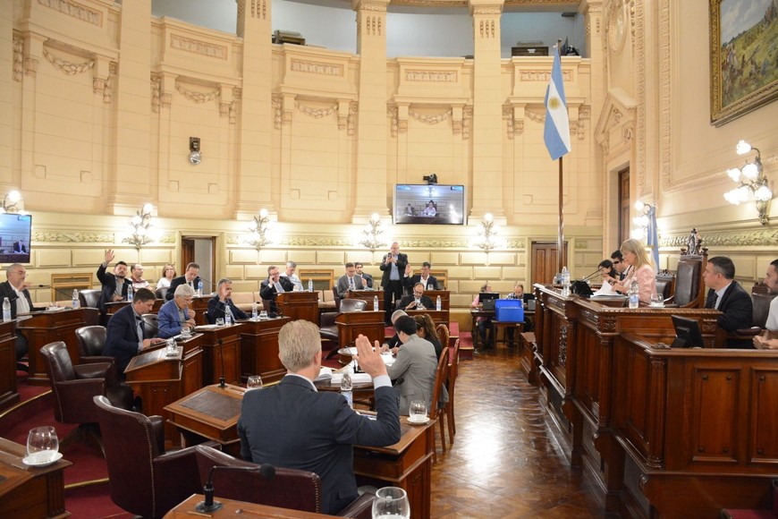 Sin temas de fondo urgentes, la Cámara alta santafesina retomó sus sesiones. Completó la sanción de una ley que autoriza al gobernador Omar Perotti y la vicegobernadora Alejandra Rodenas a ausentarse del país en 2023. Crédito: Prensa Cámara de Senadores