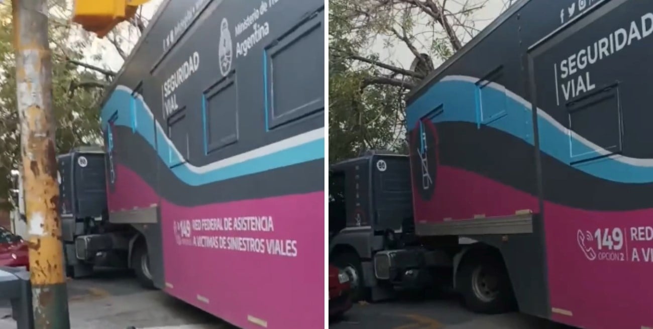 Video: un camión de la Agencia Nacional de Seguridad Vial chocó contra un árbol en Paraná