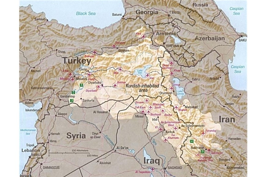 Mapa del territorio reclamado por Kurdistán. Crédito: CIA