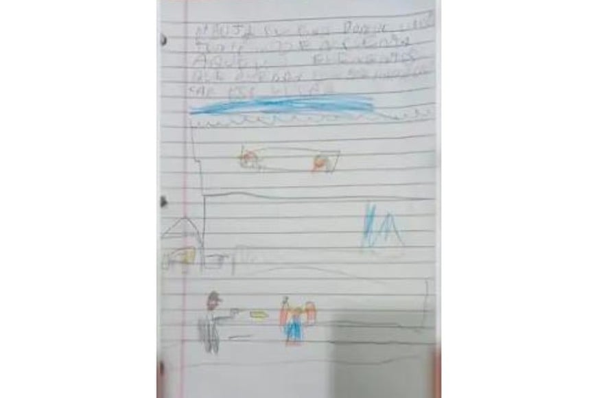 El dibujo completo de la consigna que recibió el niño.