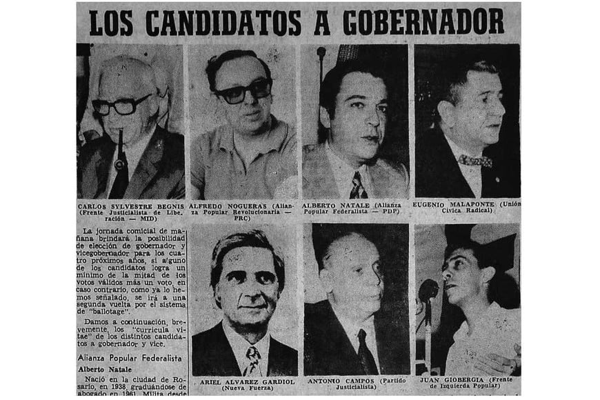 Candidatos a gobernador por Santa Fe 1973