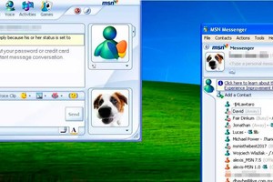 La ventana de chat (izquierda) y el menú principal del programa con los contactos (derecha). 