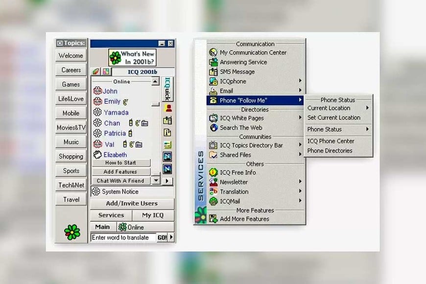 Captura de pantalla del ICQ.