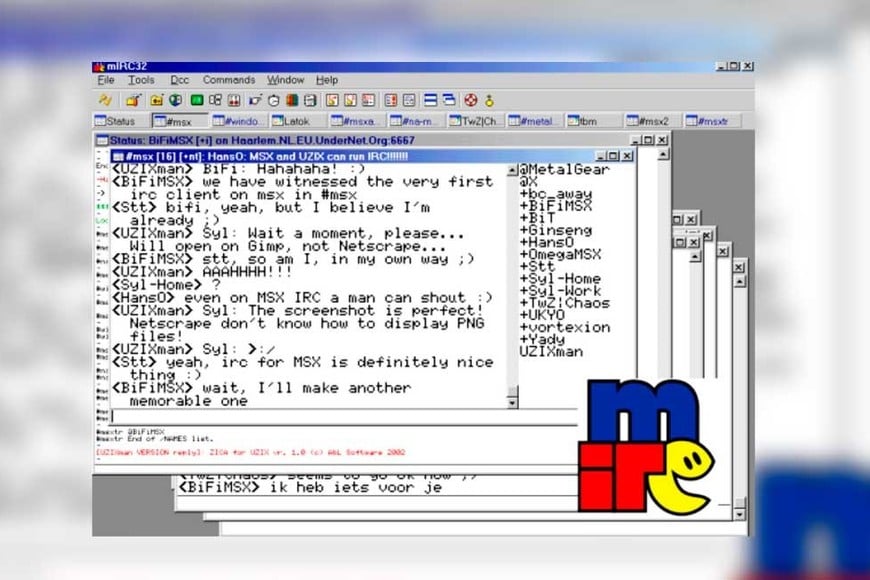 Captura de pantalla del Mirc32.