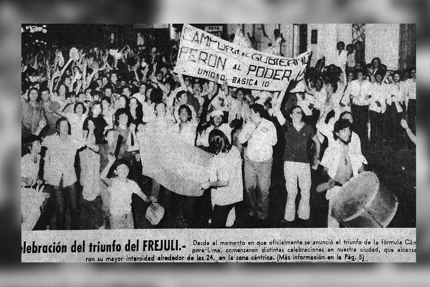 Imagen de la celebración tras la victoria de Cámpora.