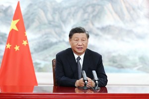 (220622) -- BEIJING, 22 junio, 2022 (Xinhua) -- El presidente chino, Xi Jinping, pronuncia un discurso principal, en formato virtual, en la Inauguración del Foro Empresarial del BRICS, el 22 de junio de 2022. (Xinhua/Ju Peng) (da) (vf)