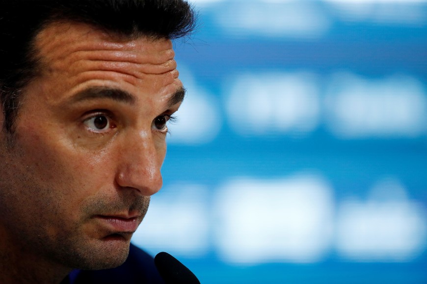 Soccer Football - Argentina Press Conference - Julio Humberto Grondona Training Camp, Ezeiza, Argentina - March 21, 2023
Argentina coach Lionel Scaloni during the press conference REUTERS/Agustin Marcarian