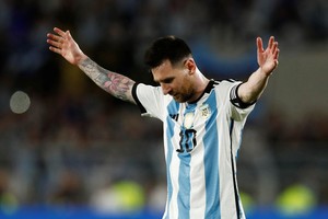 Soccer Football - International Friendly - Argentina v Panama - Estadio Monumental, Buenos Aires, Argentina - March 23, 2023
Argentina's Lionel Messi celebrates scoring their second goal REUTERS/Agustin Marcarian