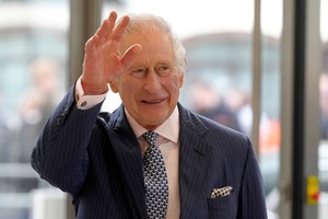 FILE PHOTO: Britain's King Charles waves as he arrives for a visit to the new European Bank for Reconstruction and Development (EBRD) in London, Britain March 23, 2023. Kirsty Wigglesworth/Pool via REUTERS/File Photo