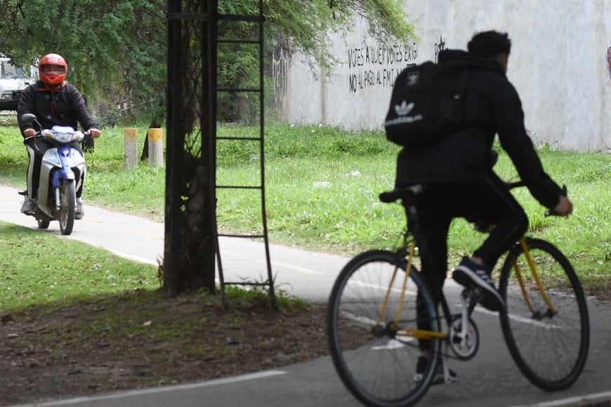 No sólo en el Parque Federal se registran "invasiones", sino que también en otras ciclovías de la capital santafesina. Crédito: Guillermo Di Salvatore