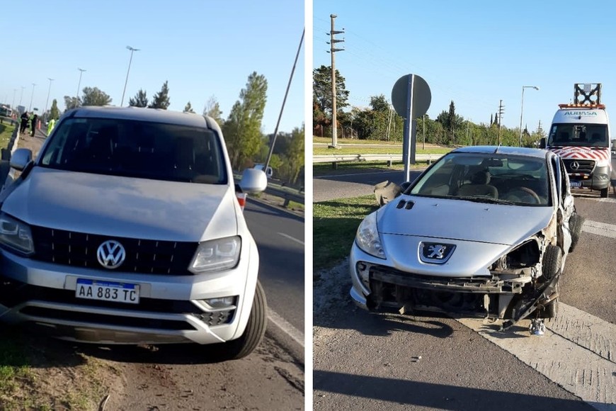 Así quedó la Volkswagen Amarock de Fernández y el Peugeot 207 que impactó.